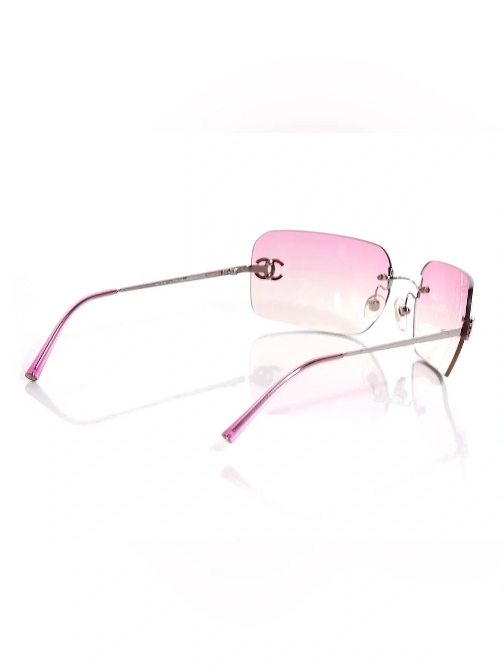 CHANEL 4017-D SWAROVSKI CC LOGO PINK SUNGLASSES / Vintage Early 2000/Full Set
